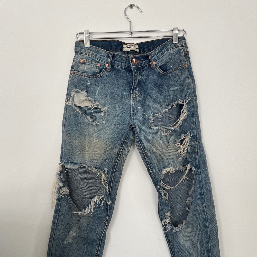 Low Rise Ripped Jeans